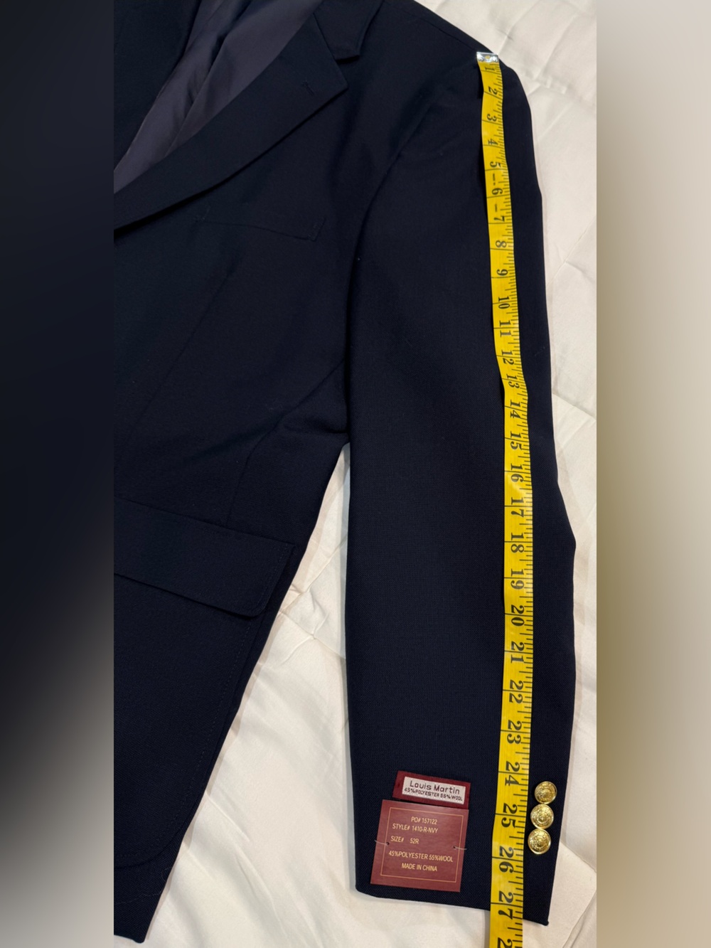 Men’s Louis Martin Navy Sport Coat. Size 52R. New with tags. - Picture 6 of 9